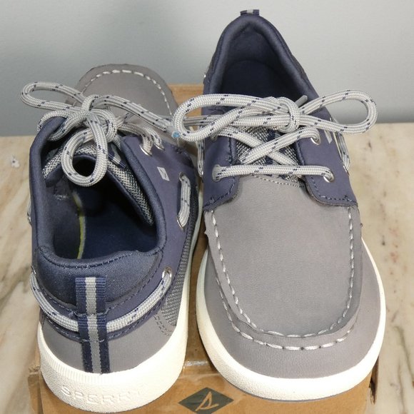 Sperry Fairwater Plushwave Sneaker, Grey/Navy, 13.5 US Unisex Big Kid